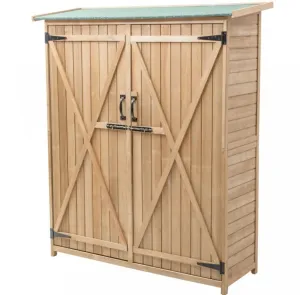 Super Duty Outdoor Wooden Storage Shed | Double Lockable Doors | 64Inch | Tool Shed | Patio