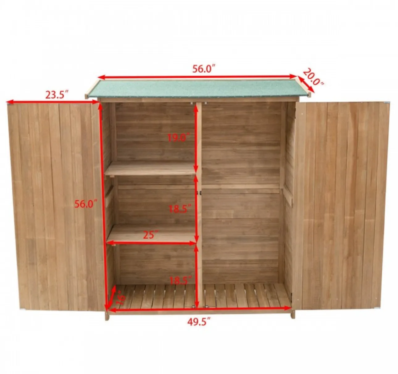 Super Duty Outdoor Wooden Storage Shed | Double Lockable Doors | 64Inch | Tool Shed | Patio