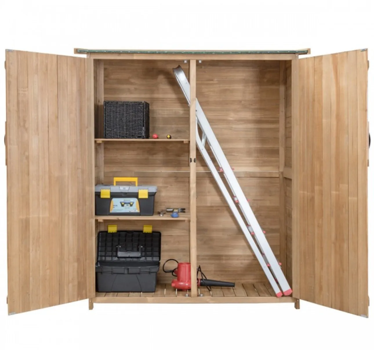 Super Duty Outdoor Wooden Storage Shed | Double Lockable Doors | 64Inch | Tool Shed | Patio