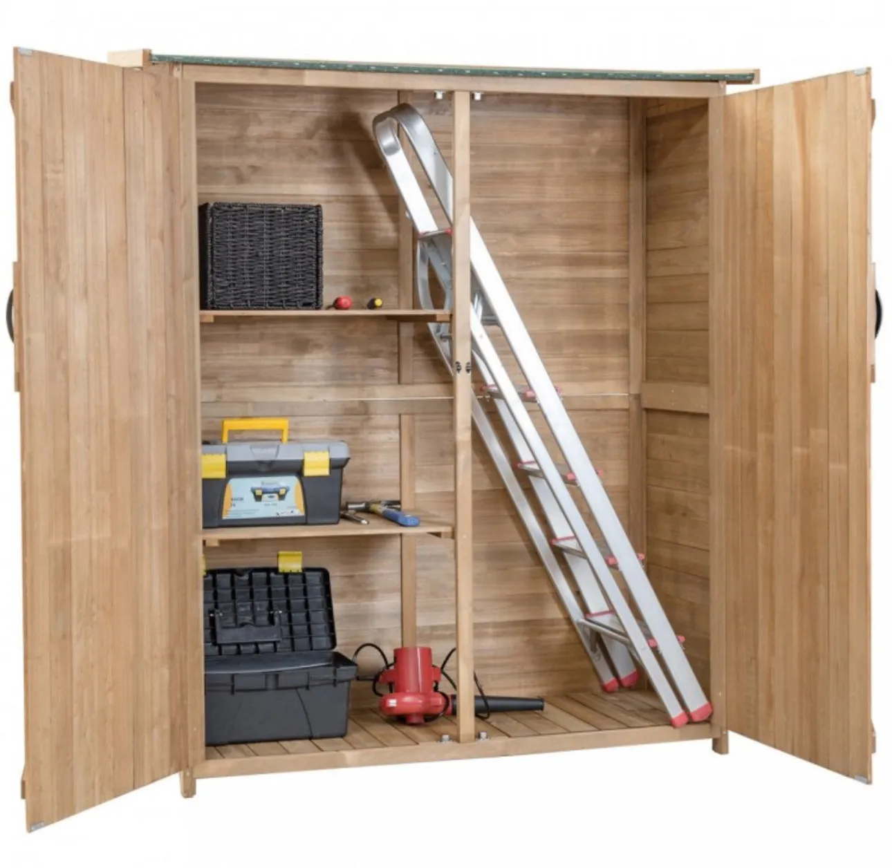 Super Duty Outdoor Wooden Storage Shed | Double Lockable Doors | 64Inch | Tool Shed | Patio