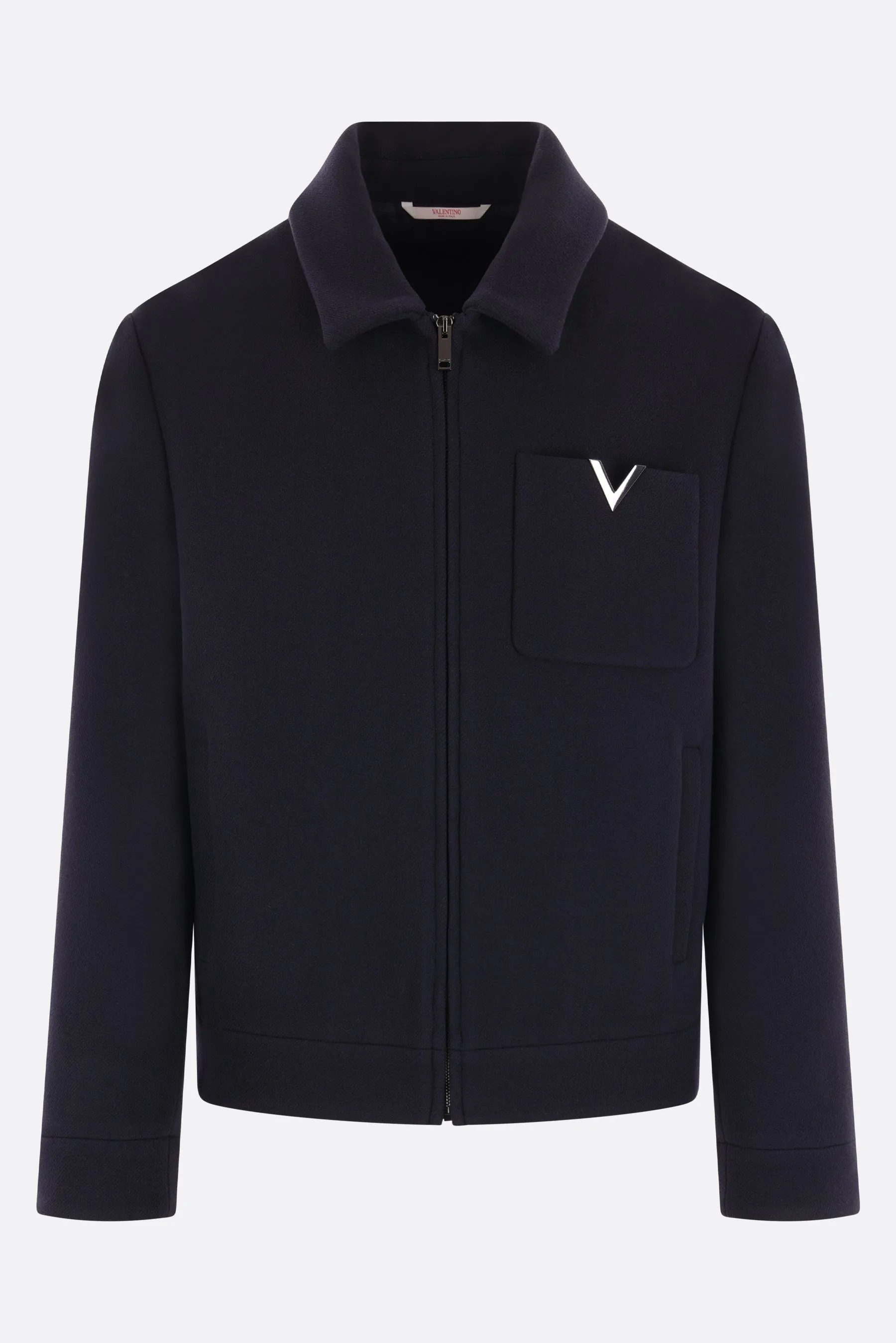 V-Detail Pattern Wool Jacket